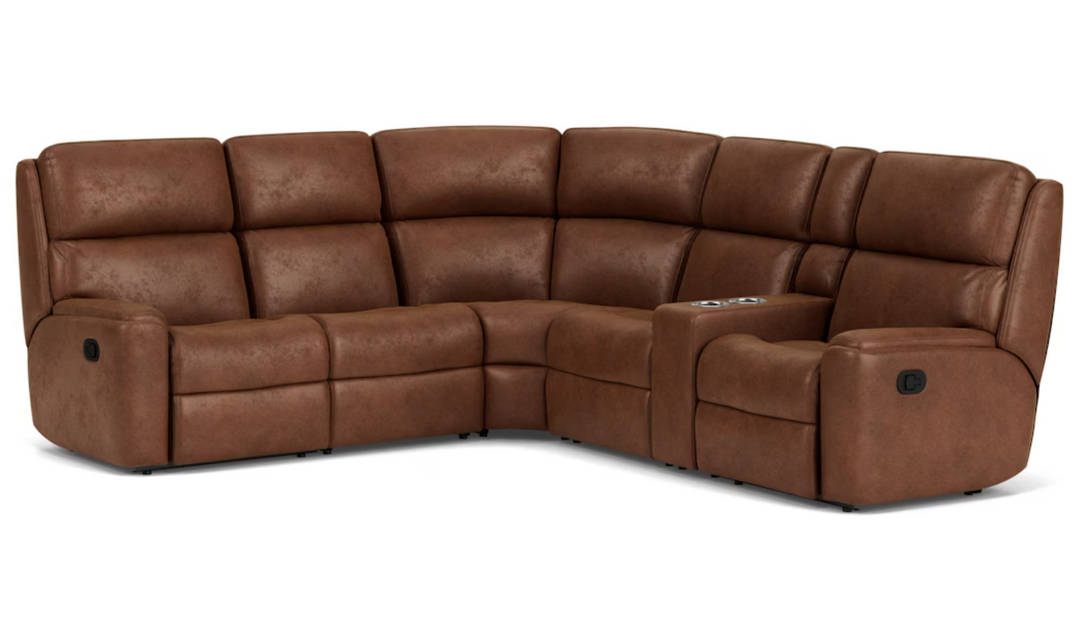  Rio 6 Seats Fabric Reclining Sectional with Console