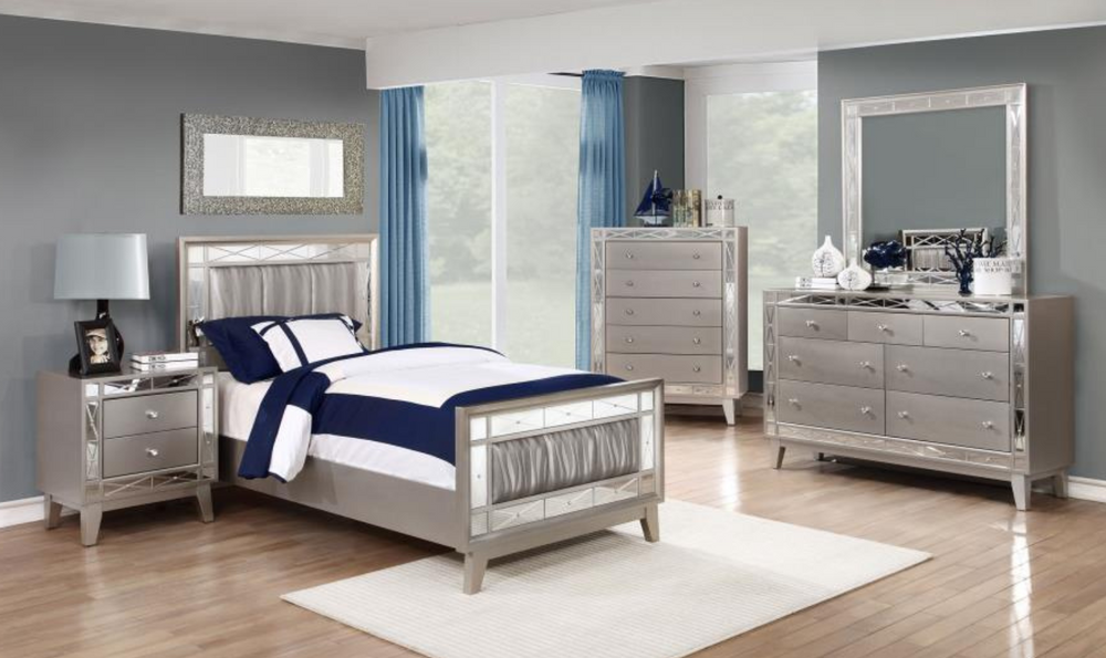 Leighton Metallic Bedroom Set- Leahyco