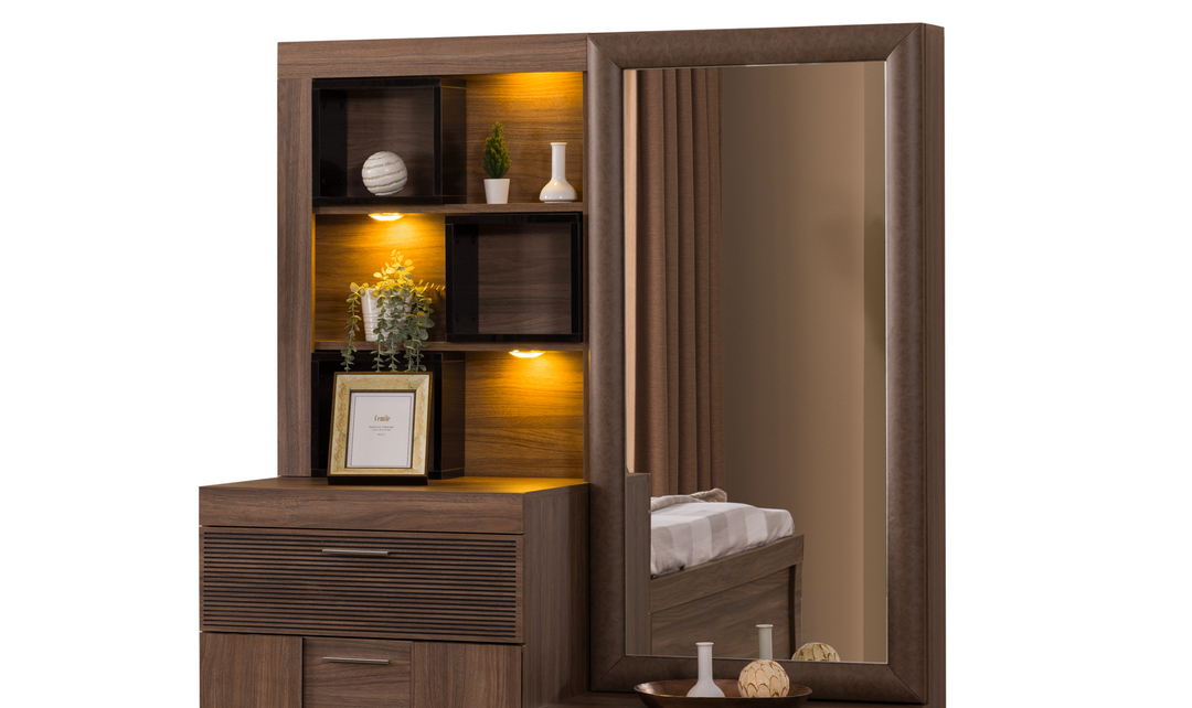 ESF Italia Lindo Wooden Rectangular Dresser and Mirror With LED Lights