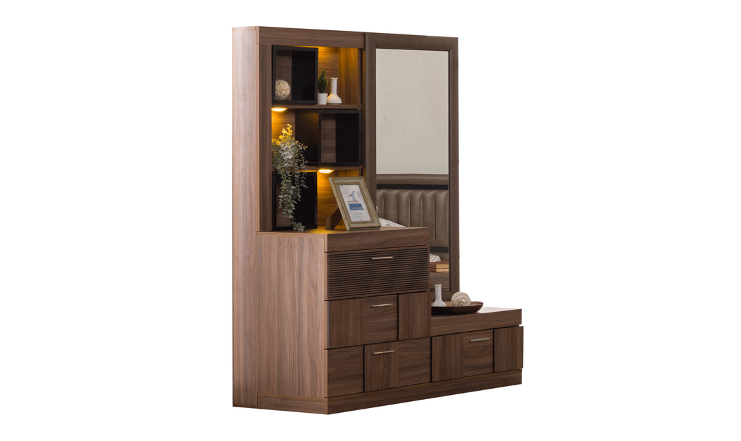 ESF Italia Lindo Wooden Rectangular Dresser and Mirror With LED Lights