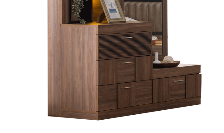 ESF Italia Lindo Wooden Rectangular Dresser and Mirror With LED Lights