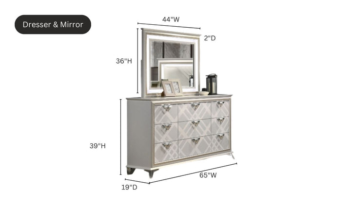 Leahyco Italia Brickfield King/Queen Size Storage Bedroom Set with LED Headboard