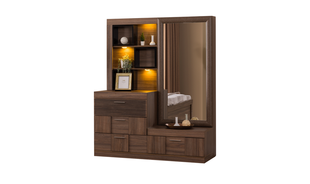 ESF Italia Lindo Wooden Rectangular Dresser and Mirror With LED Lights