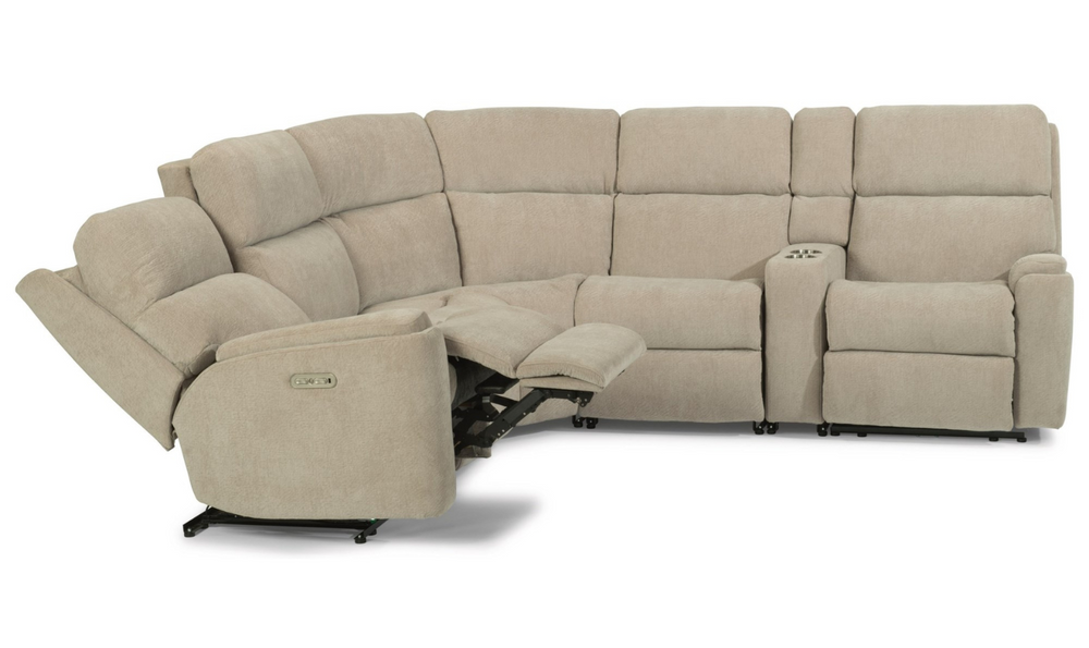  Rio 6 Seats Fabric Reclining Sectional with Console