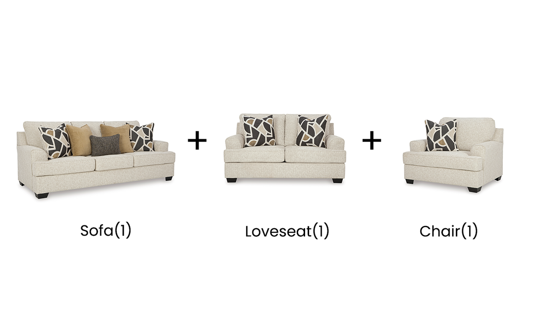 Modern Heritage Heartcort Fabric Living Room Set in Beige Color