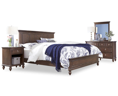 Marie King Bed, Nightstand and Dresser with Mirror by homestyles