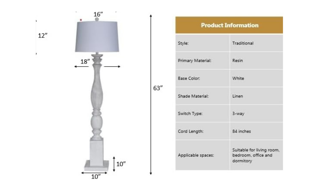 Elmwood 63" Distressed Polyresin Floor Lamp