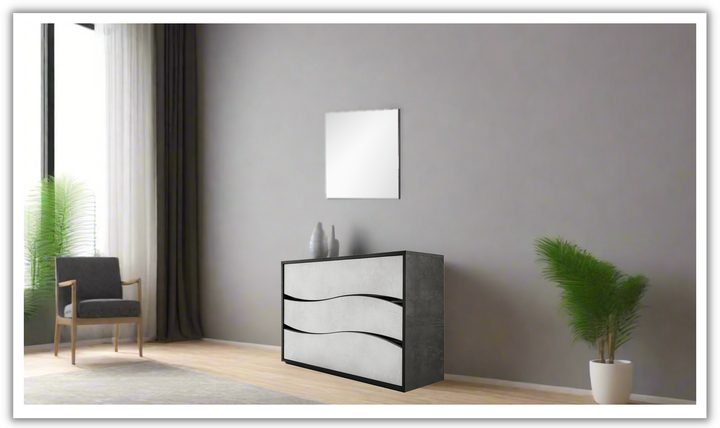 Ischia Black and White Dresser With Mirror