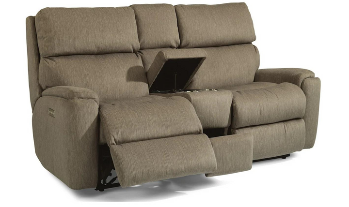 Rio Fabric Power Reclining Loveseat with Console