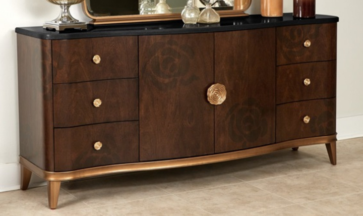 AICO Camellia Field 6-drawers Brown Dresser