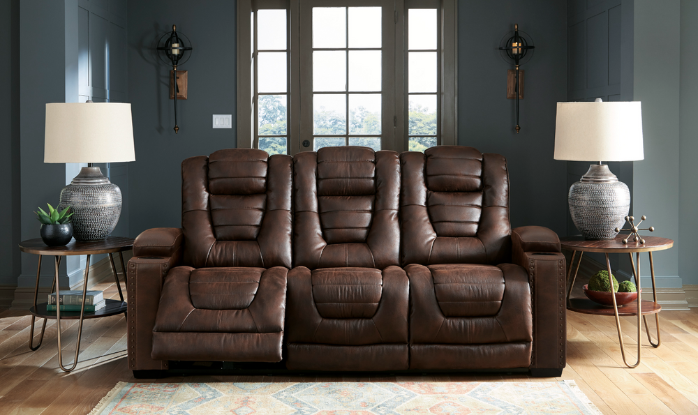 Ashley Owner's Box 2-Seater Leather Recliner Loveseat in Brown-Leahyco