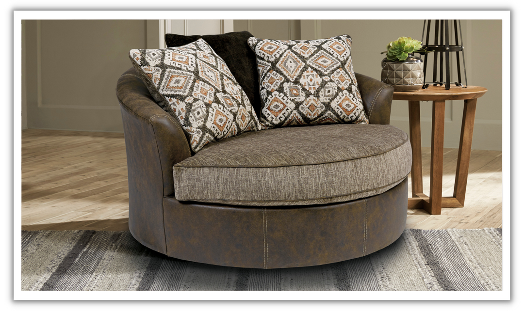 Abalone Oversized Swivel Accent Chair-Leahyco