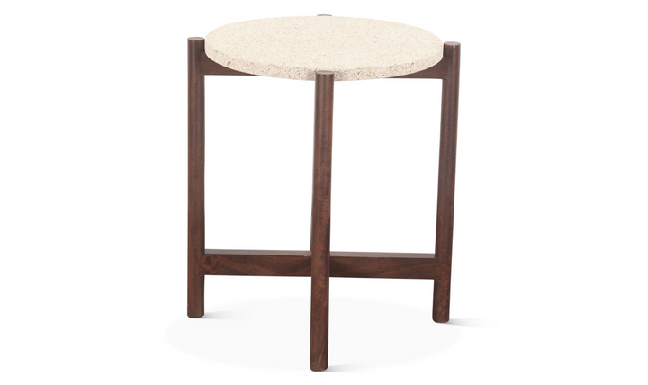 Abstract 18" Round Side Table with Casted Cement Top- Leahyco