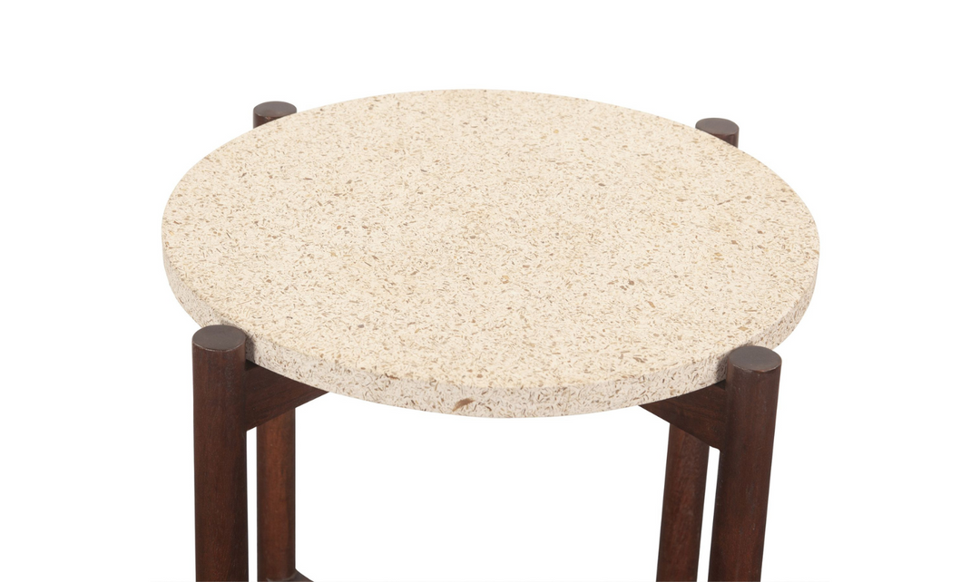 Abstract 18" Round Side Table with Casted Cement Top- Leahyco