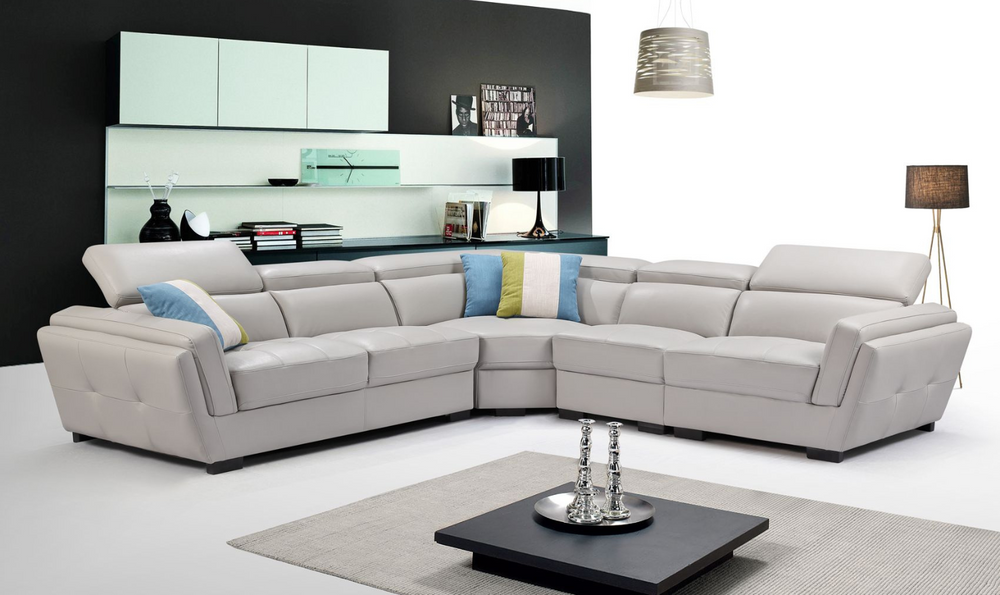 Adley L-shaped Leather Sectional with Adjustable Headrests-Leahyco