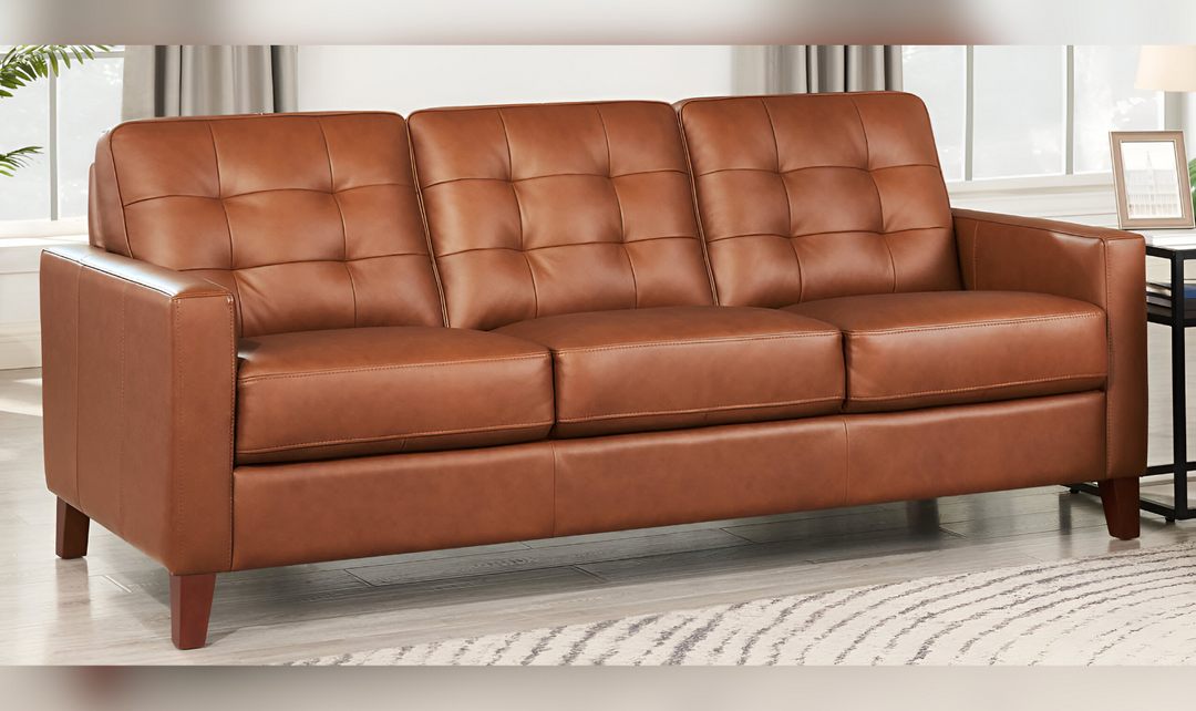 Aiden 3-Seater Leather Sofa With Track Arms