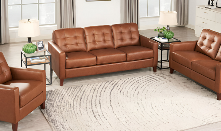 Aiden 3-Seater Leather Sofa With Track Arms