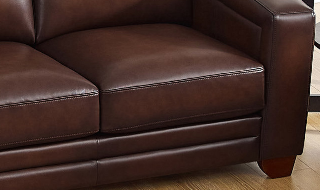 Alice 2-Seater Leather Loveseat With Track Arms