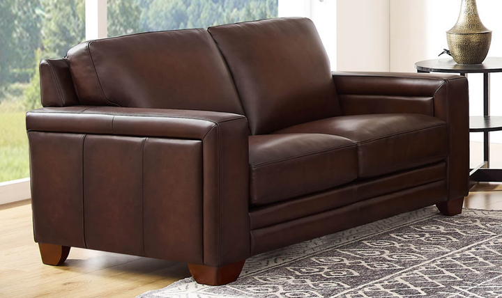 Alice 2-Seater Leather Loveseat With Track Arms