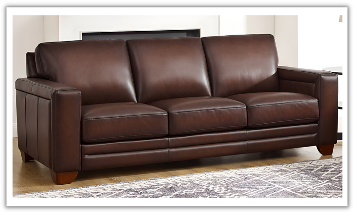 Alice 3-Seater Leather Sofa With Track Arms