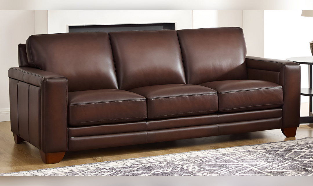 Alice 3-Seater Leather Sofa With Track Arms