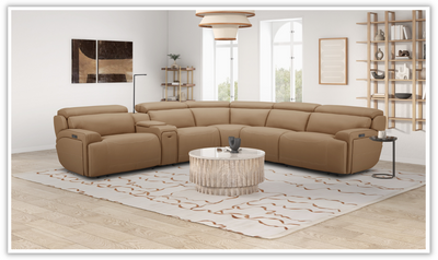 Aline Leather Power Reclining Sectional Sofa With Wireless Charging