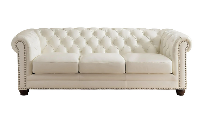 Aliso 3-Seater Leather Sofa With Rolled Arms-Leahyco