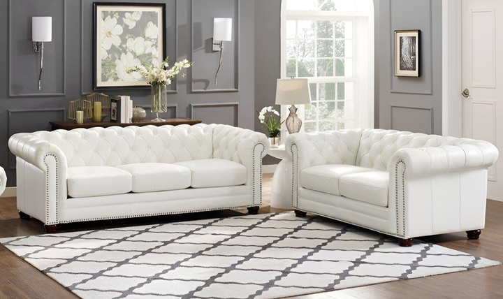 Aliso 2-Seater Leather Loveseat With Rolled Arms-Leahyco