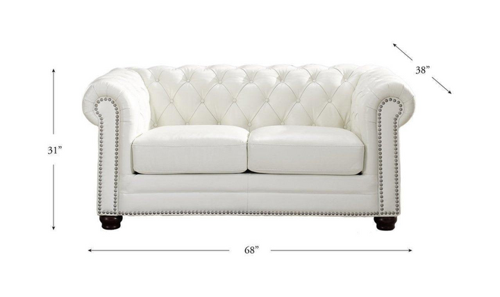 Aliso 2-Seater Leather Loveseat With Rolled Arms-Leahyco