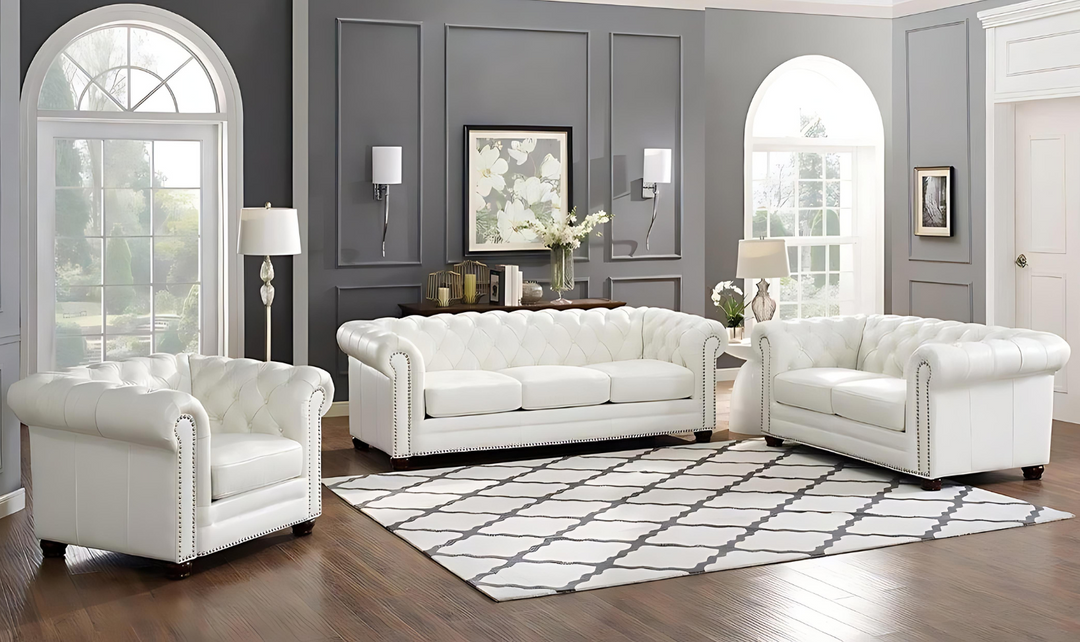 Aliso 3-Seater Leather Sofa With Rolled Arms-Leahyco