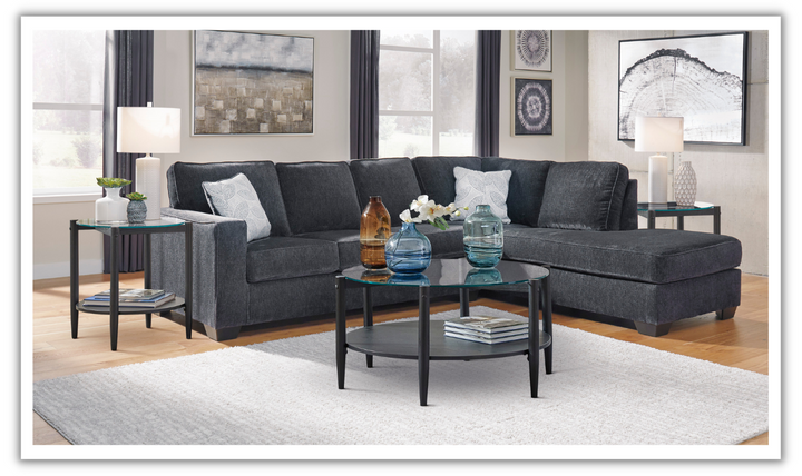 Altari L-shaped Fabric Sectional with Track Arms-Leahyco 