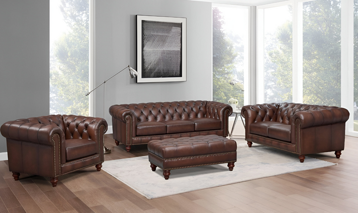 Alton Bay 3-Seater Leather Sofa With Box Cushions-Leahyco