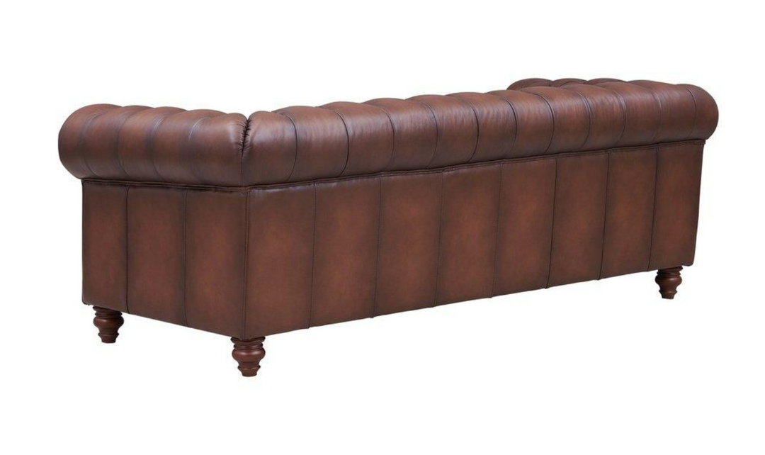 Alton Bay 3-Seater Leather Sofa With Box Cushions-Leahyco