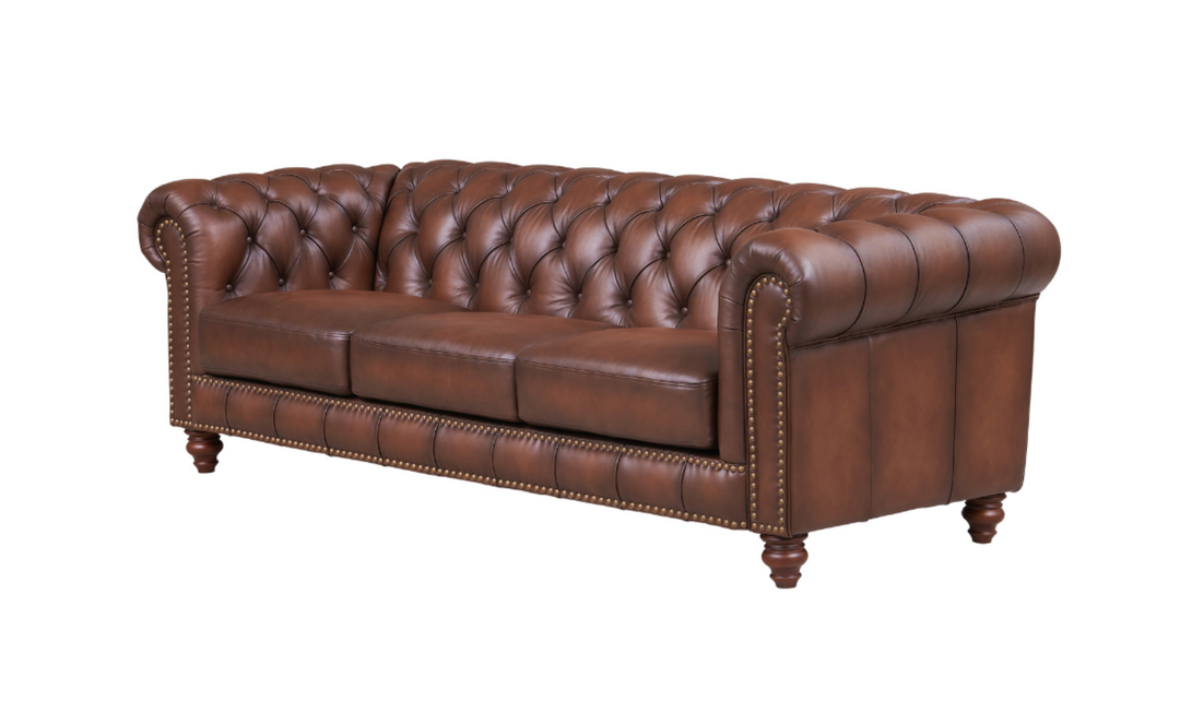 Alton Bay 3-Seater Leather Sofa With Box Cushions-Leahyco