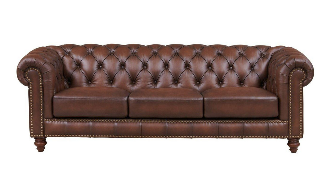 Alton Bay 3-Seater Leather Sofa With Box Cushions-Leahyco