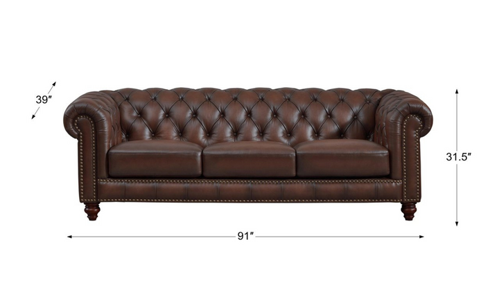 Alton Bay 3-Seater Leather Sofa With Box Cushions-Leahyco