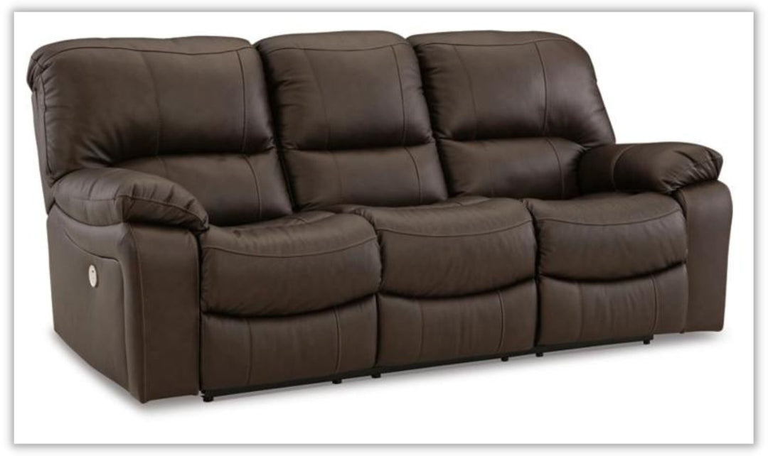 Leesworth Dark Brown 3-Seater Power Reclining Sofa in Leather