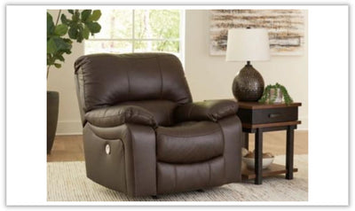 Leesworth Dark Brown Leather Power Recliner