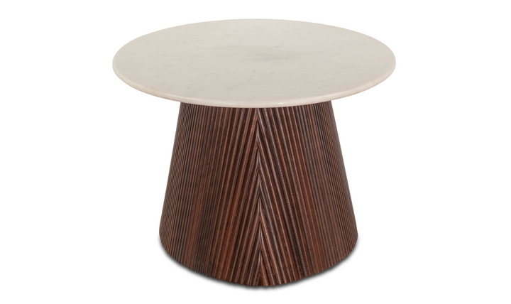 Amalfi 52" Coffee Table in Mango Wood with White Marble- Leahyco