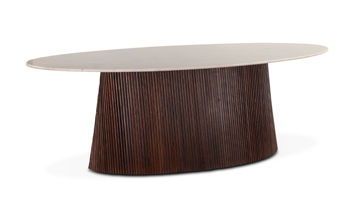 HTD Amalfi 90" Dining Table in Mango Wood with White Marble- Leahyco