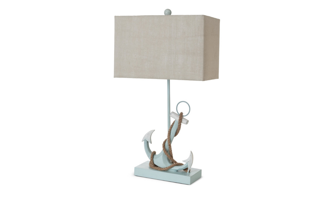 Anchor 28" Distressed Polyresin Coastal Table Lamp with USB (Set of 2)