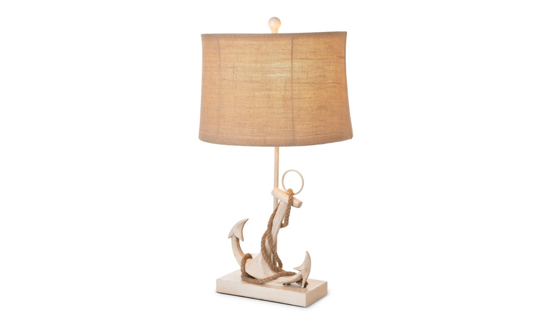 Anchor 28" Distressed Polyresin Coastal Table Lamp with USB (Set of 2)