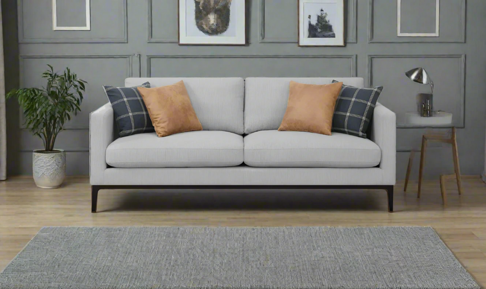 Apperson 3-Seater Fabric Sofa with Track Arms in Gray-Leahyco