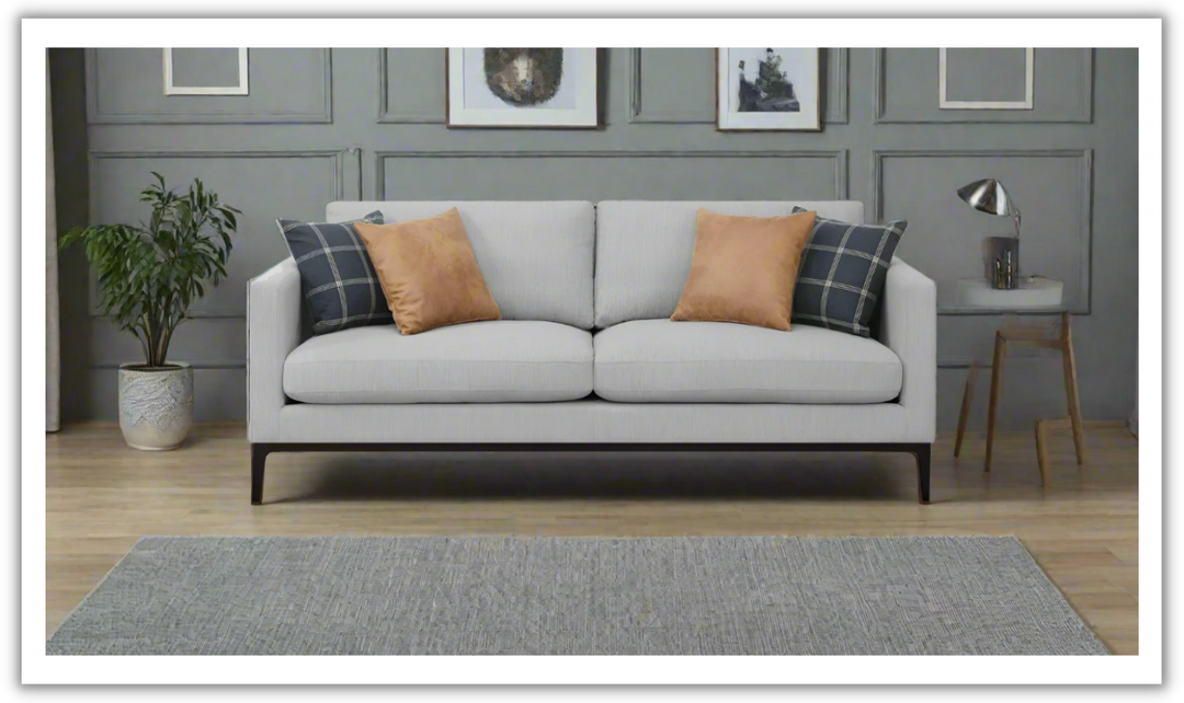 Apperson 3-Seater Fabric Sofa with Track Arms in Gray-Leahyco