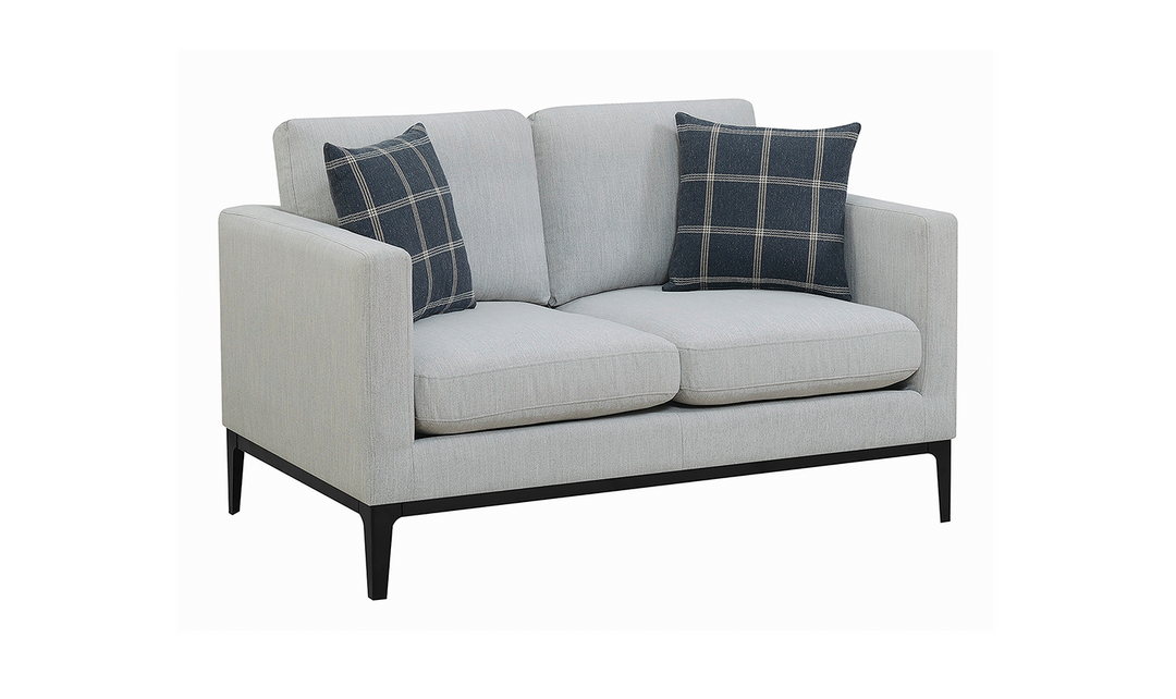 Coaster Apperson Cushioned Back Loveseat with Track Arms in Grey-Leahyco