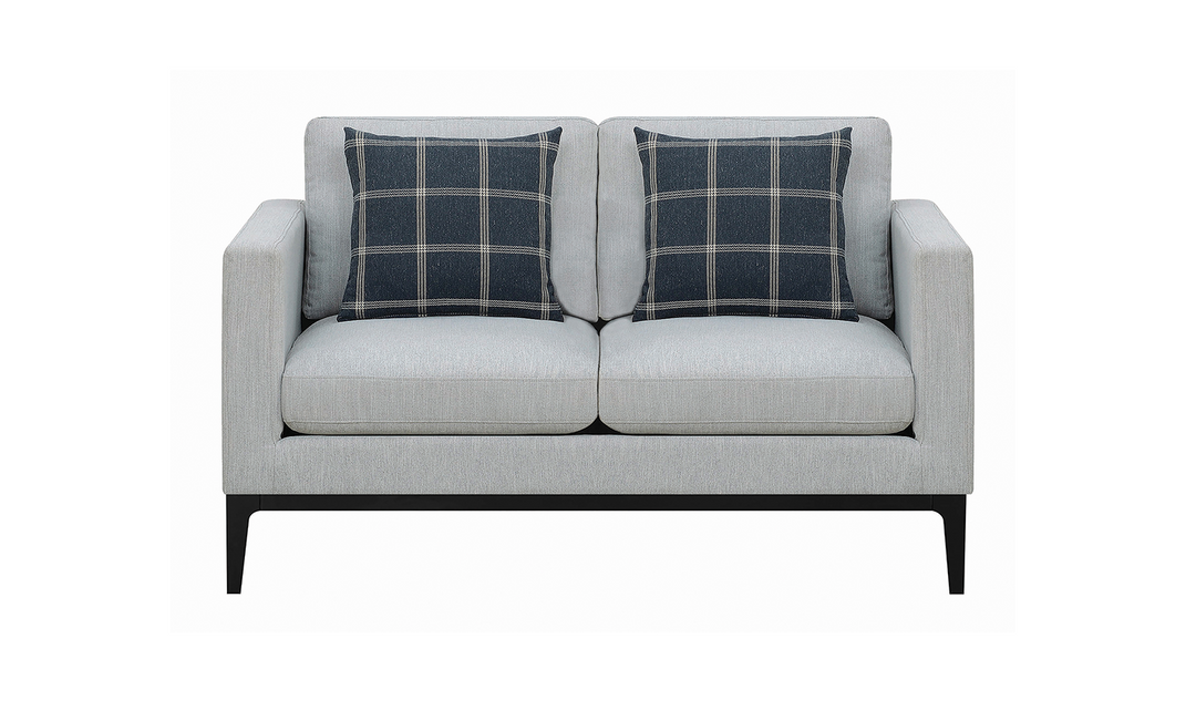 Coaster Apperson Cushioned Back Loveseat with Track Arms in Grey-Leahyco