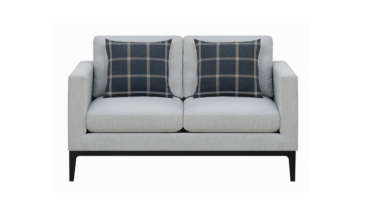 Coaster Apperson Cushioned Back Loveseat with Track Arms in Grey-Leahyco