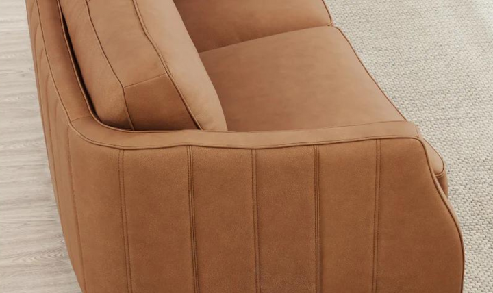 Aria Leather Living Room Set In Saddle Brown