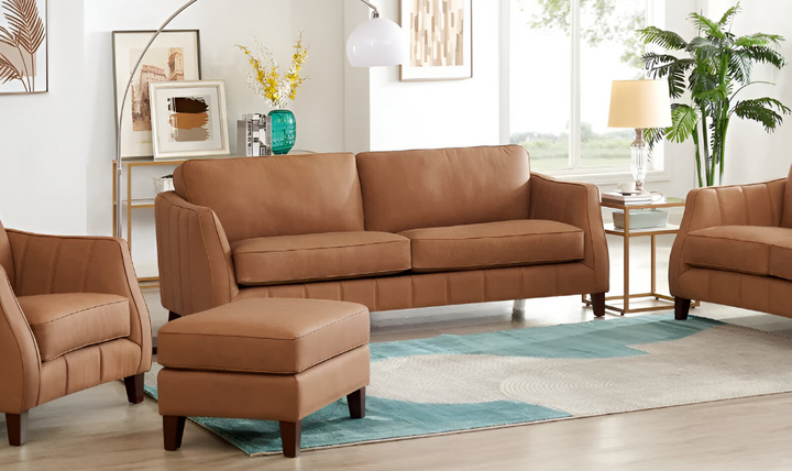 Aria 2-Seater Leather Sofa In Saddle Brown-Leahyco