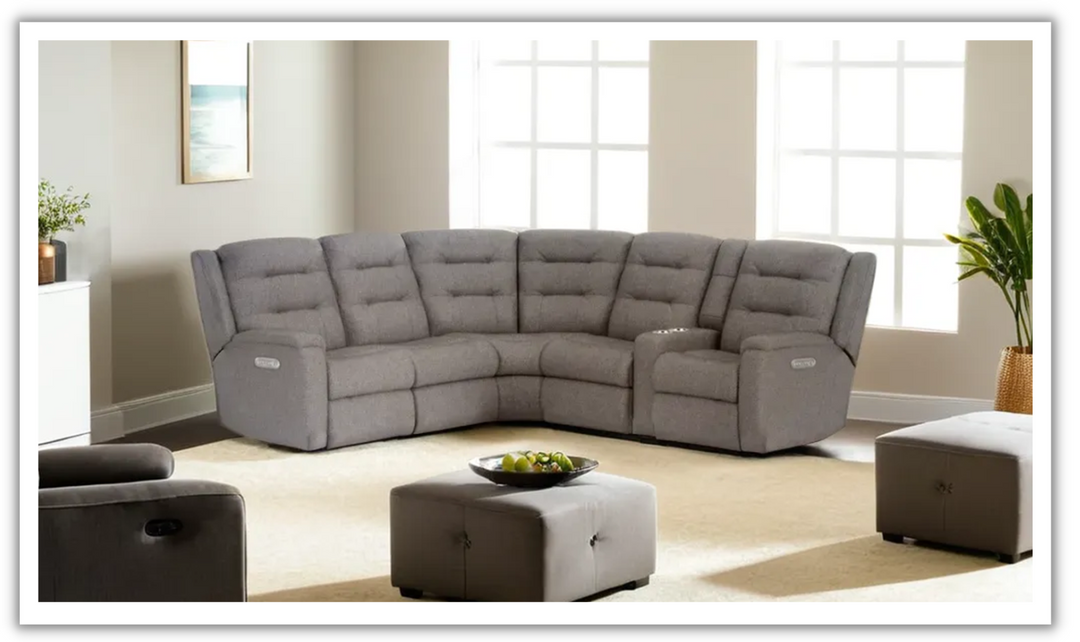 Flexsteel Arlo Fabric Power Reclining Sectional with Storage